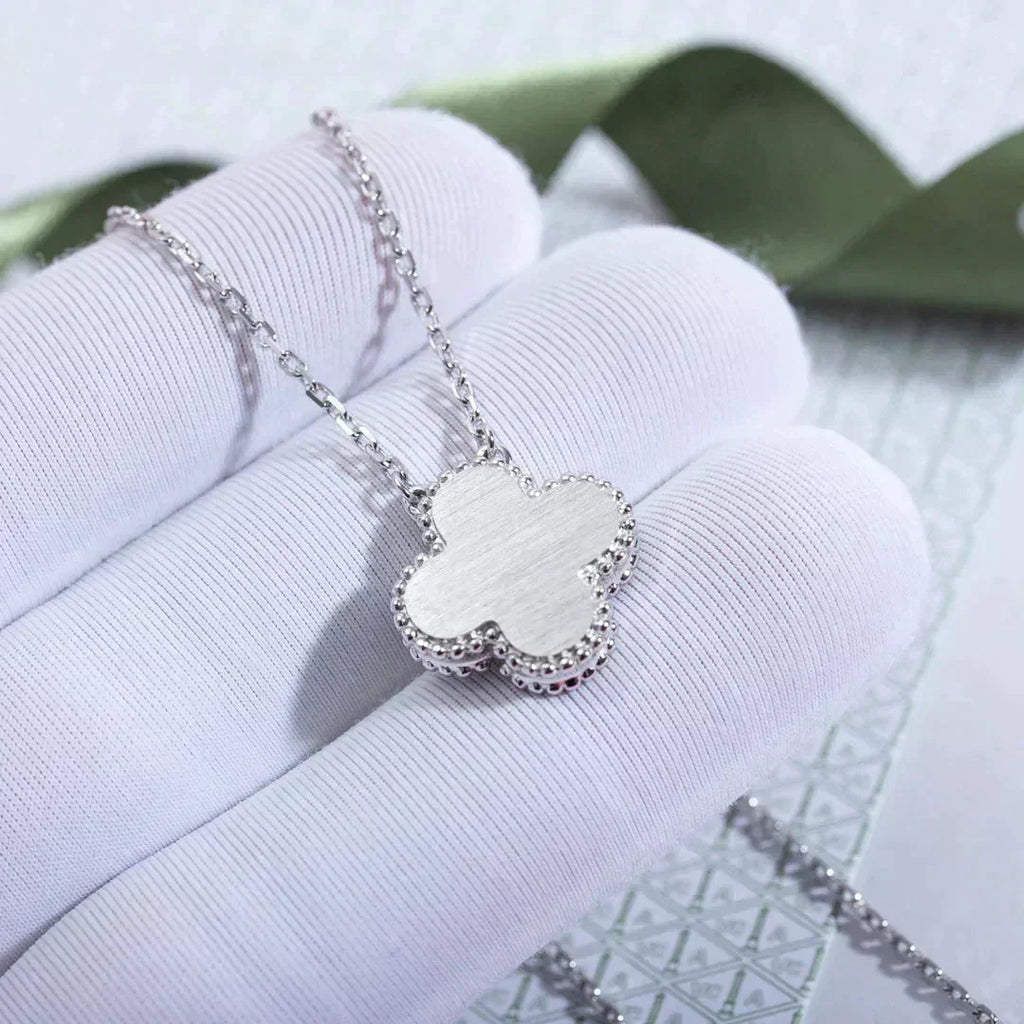 [⭐DORISW] CLOVER 15MM ダイヤモンドレーザーネックレス シルバー