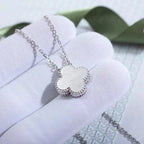 [⭐DORISW] CLOVER 15MM ダイヤモンドレーザーネックレス シルバー
