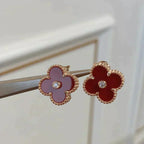 [⭐DORISW] CLOVER MEDIUM 1 MOTIFS CARNELIAN  DIAMOND earrings