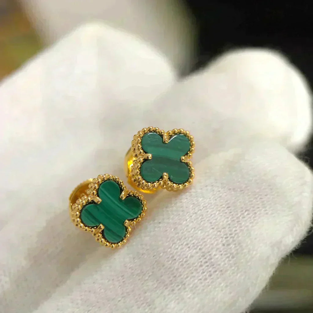 [⭐DORISW] CLOVER MINI 9,5MM MALACHIT OHRRINGE