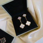[⭐DORISW] CLOVER 2 MOTIF WHITE MOP EARRINGS