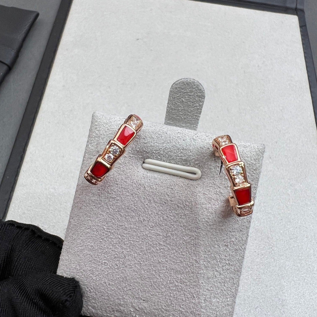 [⭐DORISW]SERPENTI CARNELIAN PINK GOLD EARRINGS