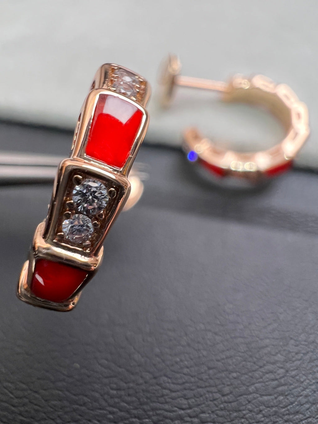 [⭐DORISW]SERPENTI CARNELIAN PINK GOLD EARRINGS