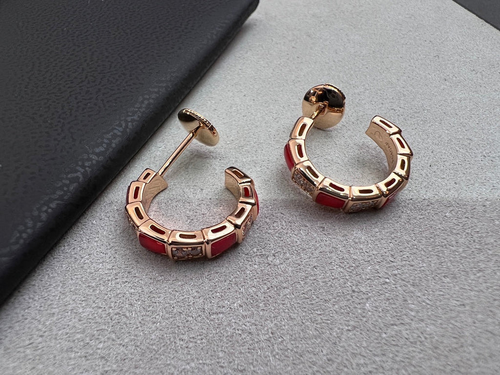 [⭐DORISW]SERPENTI CARNELIAN PINK GOLD EARRINGS
