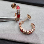 [⭐DORISW]SERPENTI CARNELIAN PINK GOLD EARRINGS