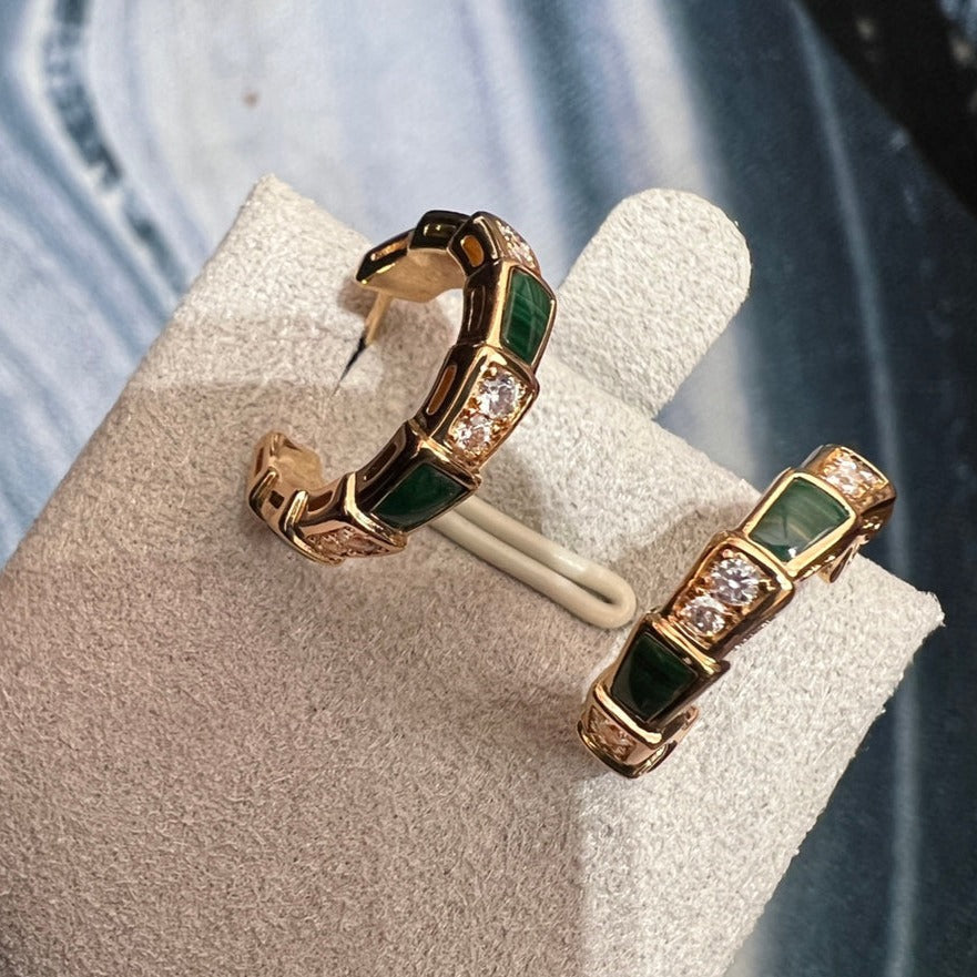 [⭐DORISW]SERPENTI OHRRINGE AUS MALACHIT UND ROSÉGOLD