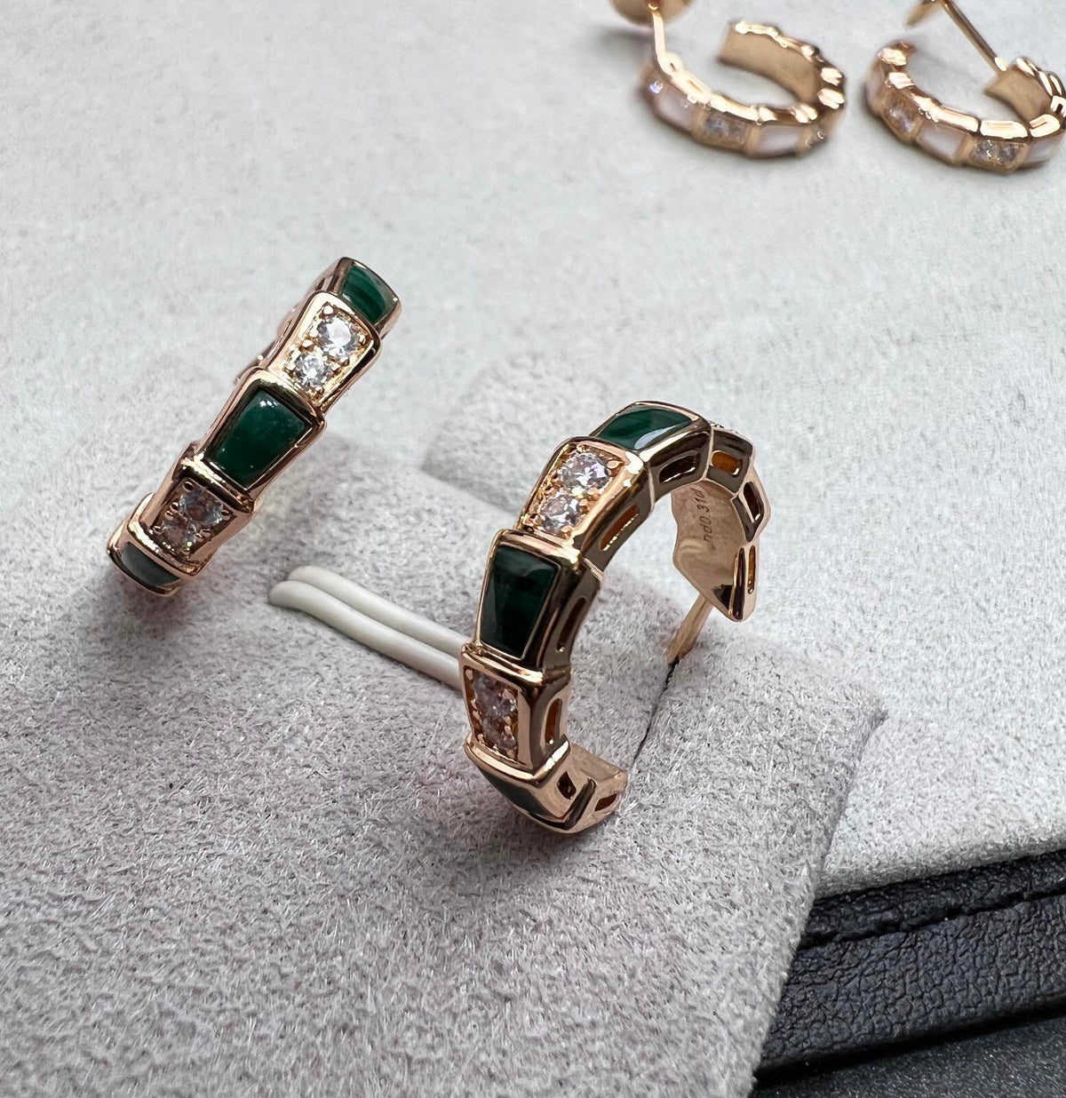[⭐DORISW]SERPENTI OHRRINGE AUS MALACHIT UND ROSÉGOLD