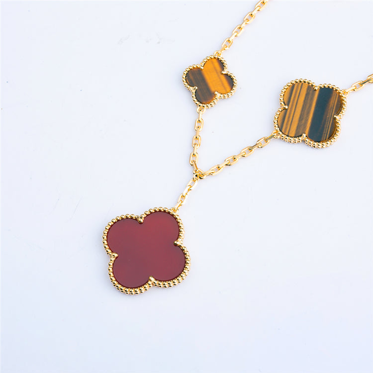 [⭐DORISW] CLOVER BRACELET 5 MOTIFS CARNELIAN TIGER EYE