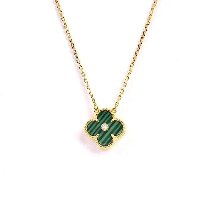 [⭐DORISW] クローバー 15MM ダイヤモンド ターコイズ ネックレス
