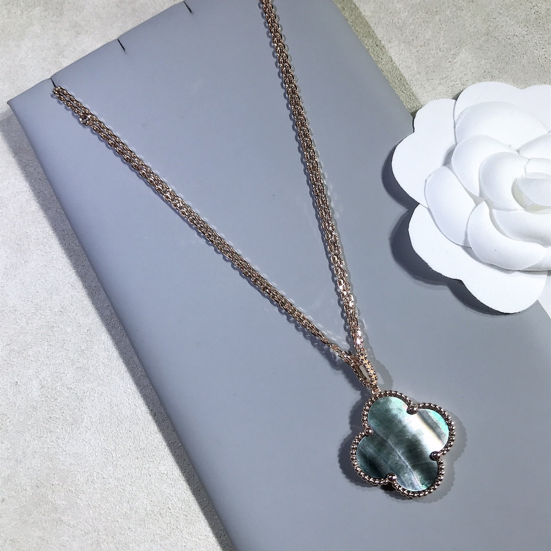[⭐DORISW] CLOVER 25MM GOLD DARK MOP BIG CLOVER NECKLACE