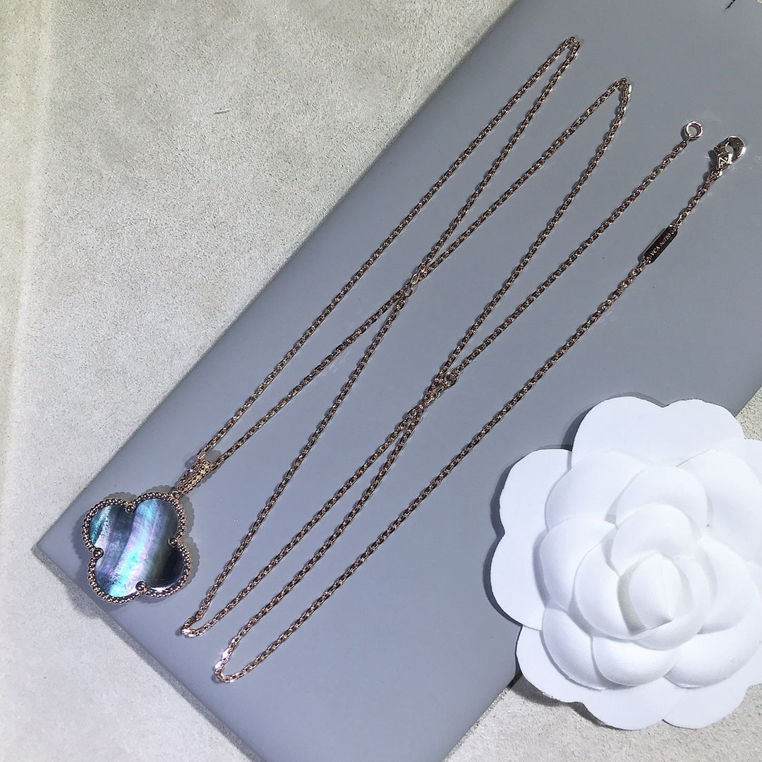 [⭐DORISW] CLOVER 25MM GOLD DARK MOP BIG CLOVER NECKLACE