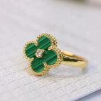 [⭐DORISW] CLOVER MALACHITE RING GOLD DIAMOND