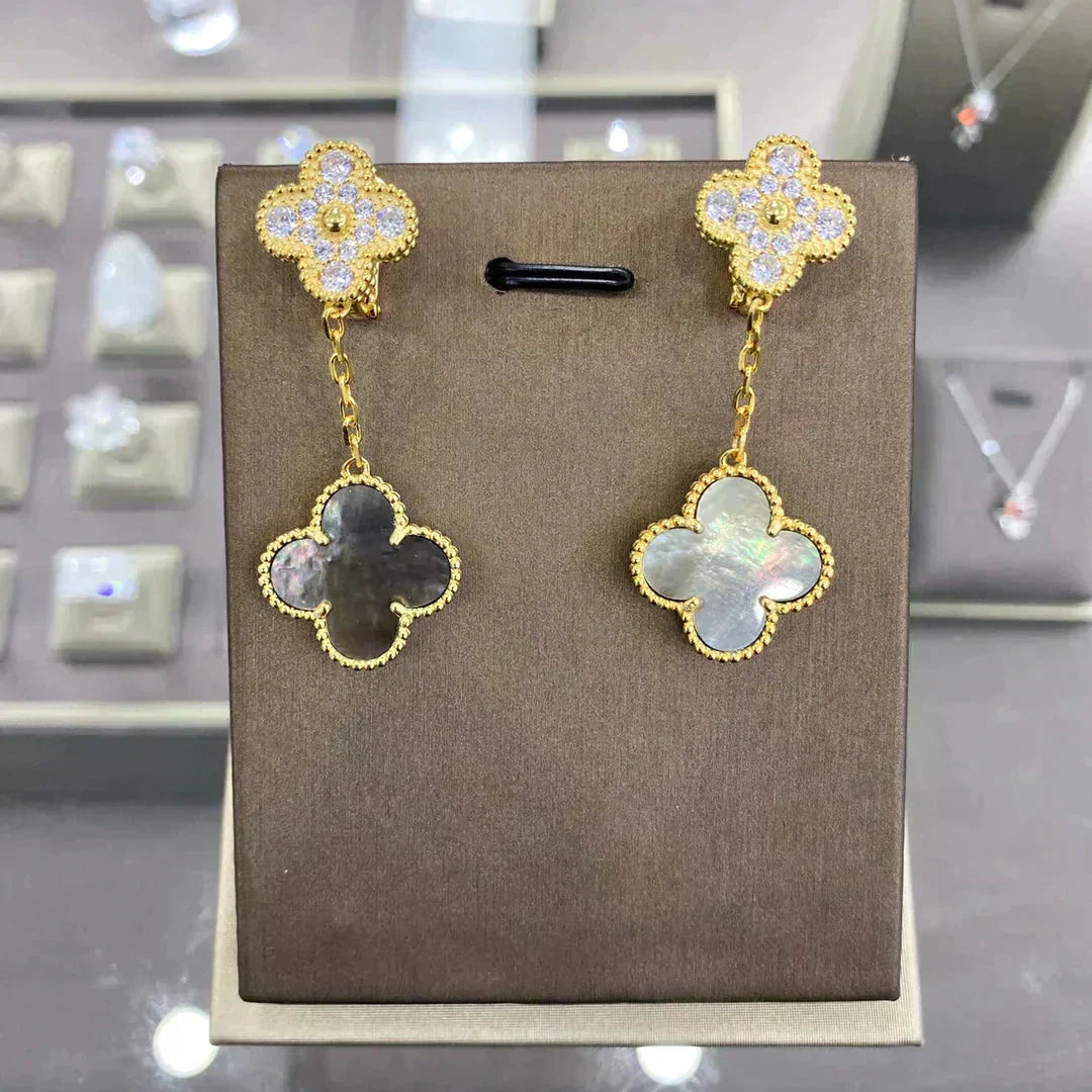 [⭐DORISW] CLOVER  2 MOTIFS  DIAMOND  EARRINGS (MULTIPLE CHOICES)