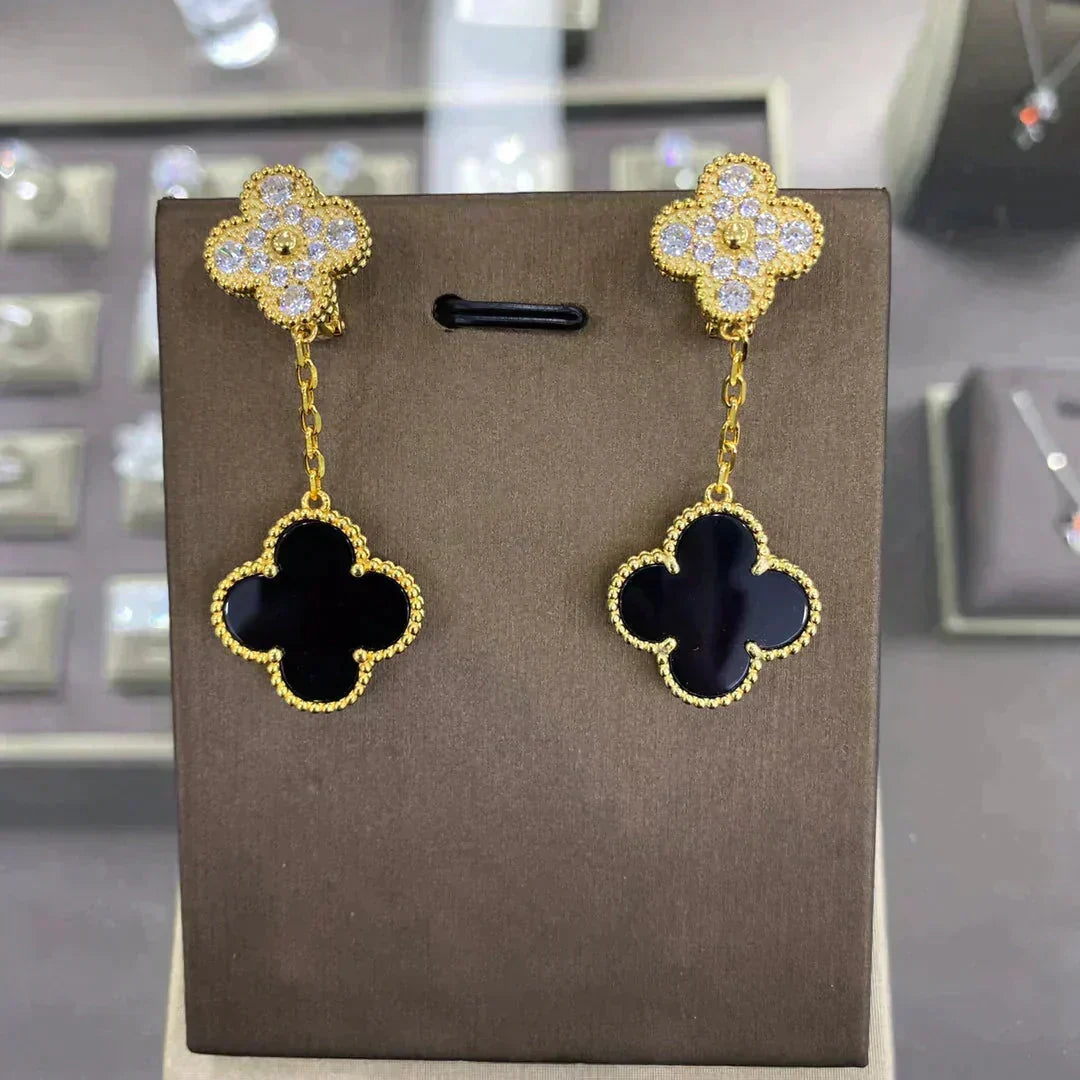 [⭐DORISW] CLOVER  2 MOTIFS  DIAMOND  EARRINGS (MULTIPLE CHOICES)