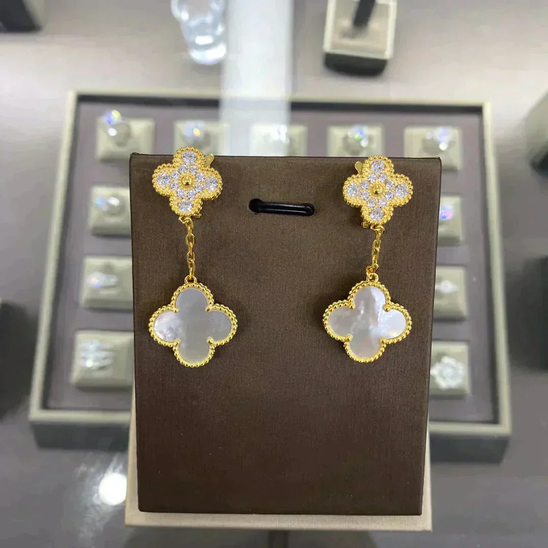 [⭐DORISW] CLOVER  2 MOTIFS  DIAMOND  EARRINGS (MULTIPLE CHOICES)