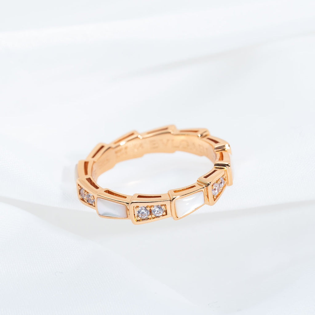 [⭐DORISW]SERPENTI RING PINK GOLD DIAMOND MOP 3MM
