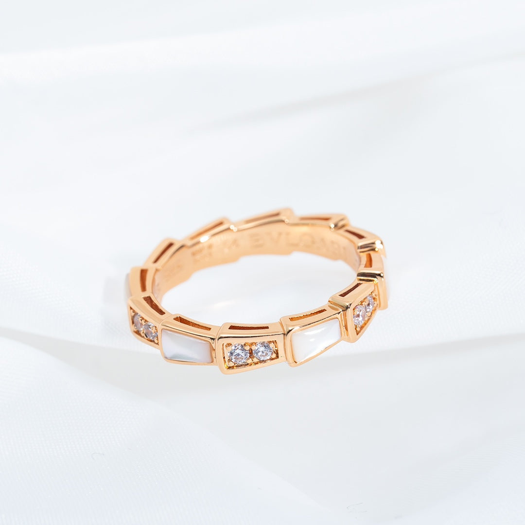 [⭐DORISW]SERPENTI RING ROSEGOLD DIAMANT PERLMUTT 3MM