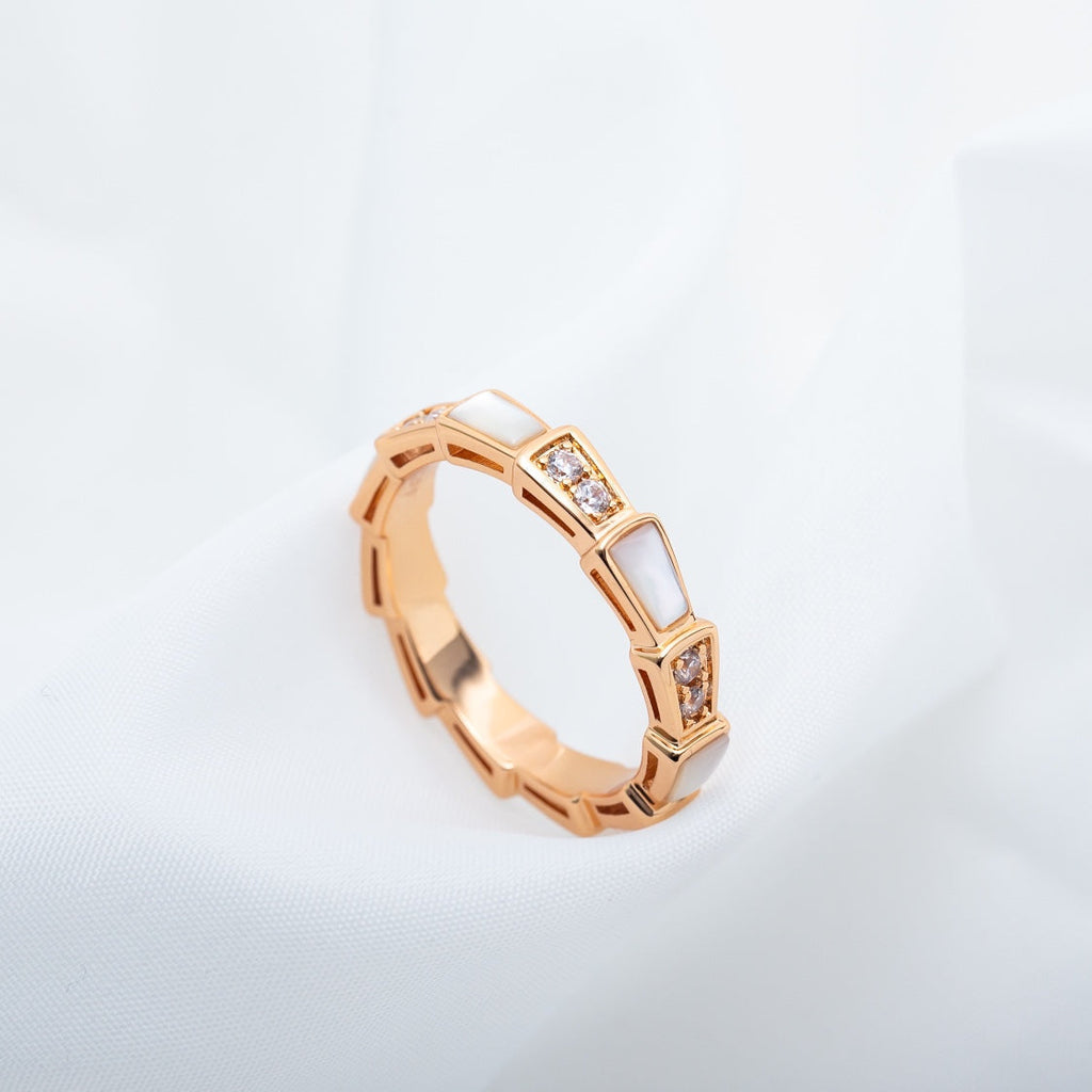 [⭐DORISW]SERPENTI RING PINK GOLD DIAMOND MOP 3MM