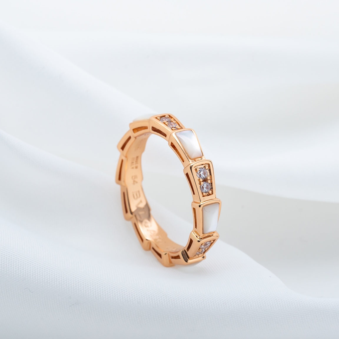 [⭐DORISW]SERPENTI RING ROSEGOLD DIAMANT PERLMUTT 3MM