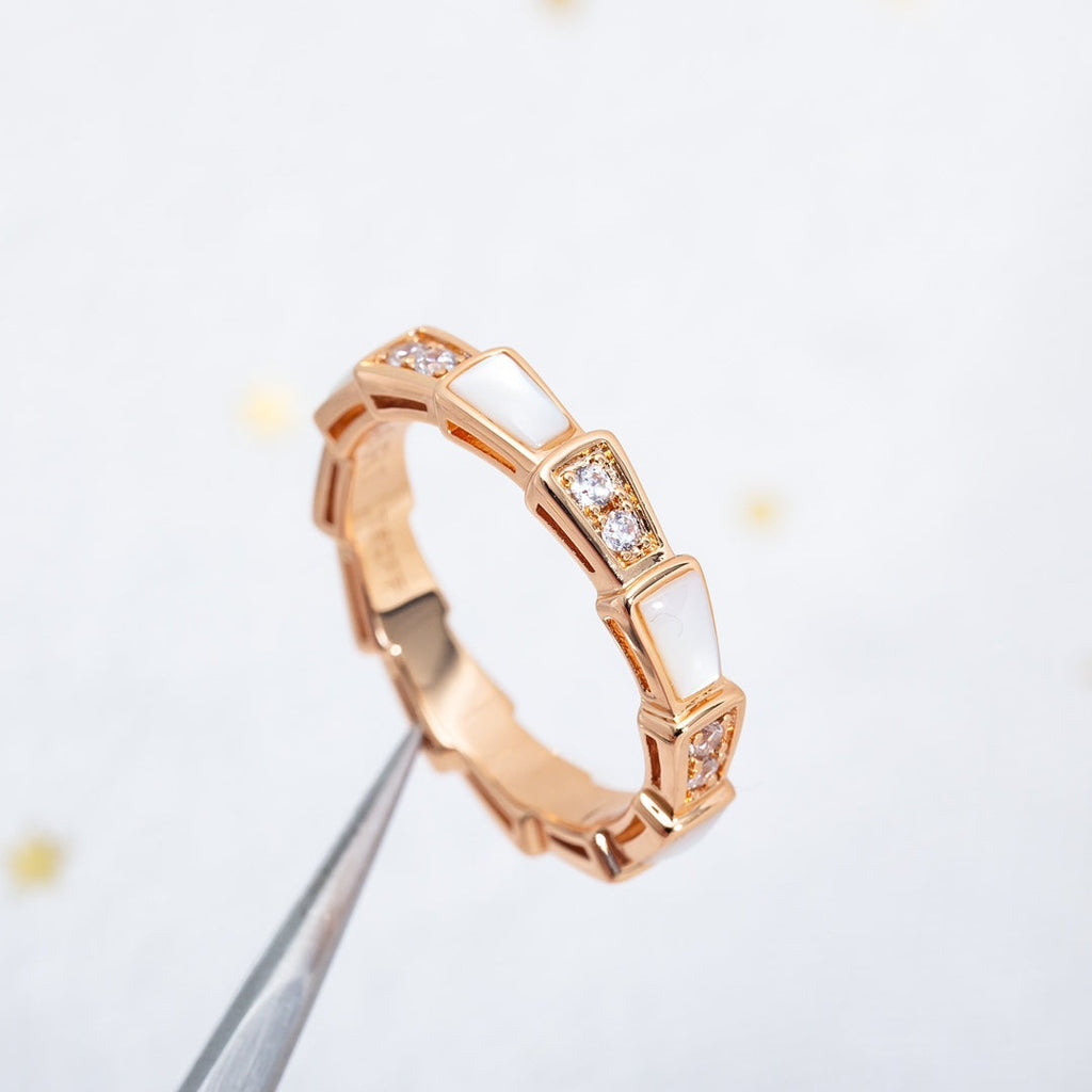[⭐DORISW]SERPENTI RING PINK GOLD DIAMOND MOP 3MM