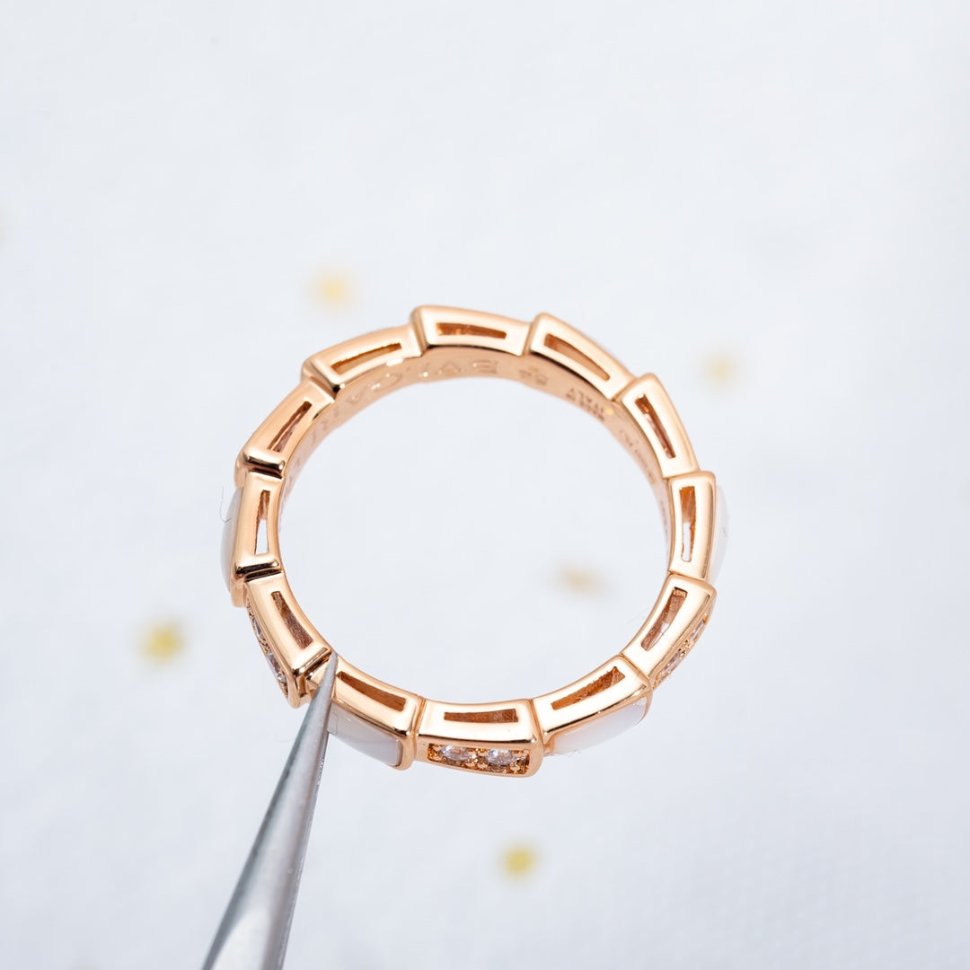 [⭐DORISW]SERPENTI RING PINK GOLD DIAMOND MOP 3MM