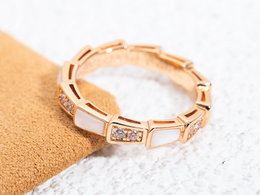 [⭐DORISW]SERPENTI RING PINK GOLD DIAMOND MOP 3MM