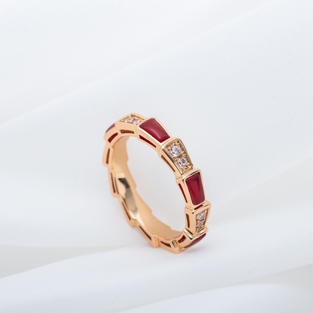 [⭐DORISW]SERPENTI RING ROSÉGOLD KARNEOL DIAMANT 3MM
