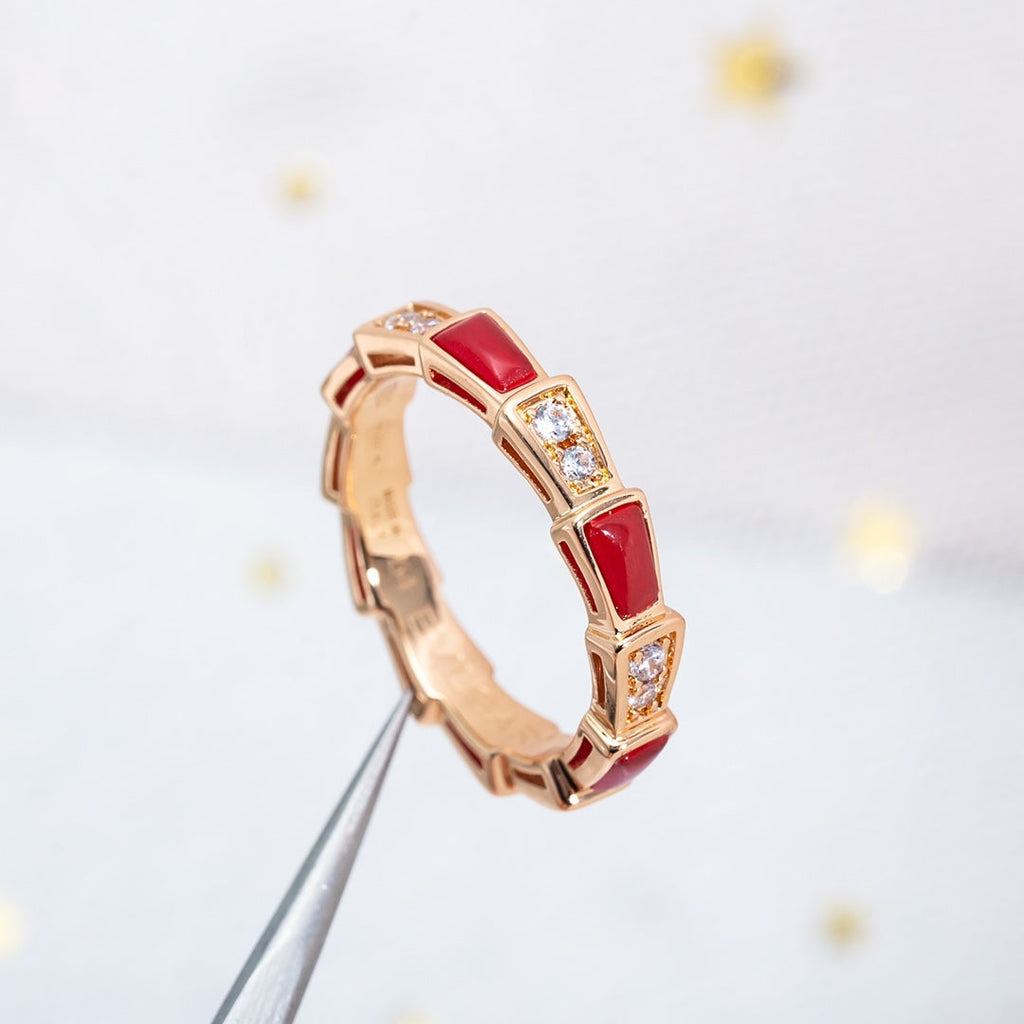[⭐DORISW]SERPENTI RING ROSÉGOLD KARNEOL DIAMANT 3MM