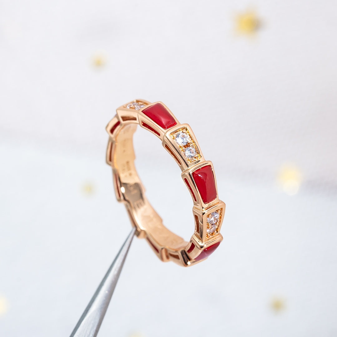 [⭐DORISW]SERPENTI RING ROSÉGOLD KARNEOL DIAMANT 3MM