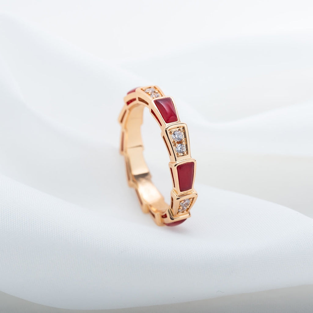 [⭐DORISW]SERPENTI RING ROSÉGOLD KARNEOL DIAMANT 3MM