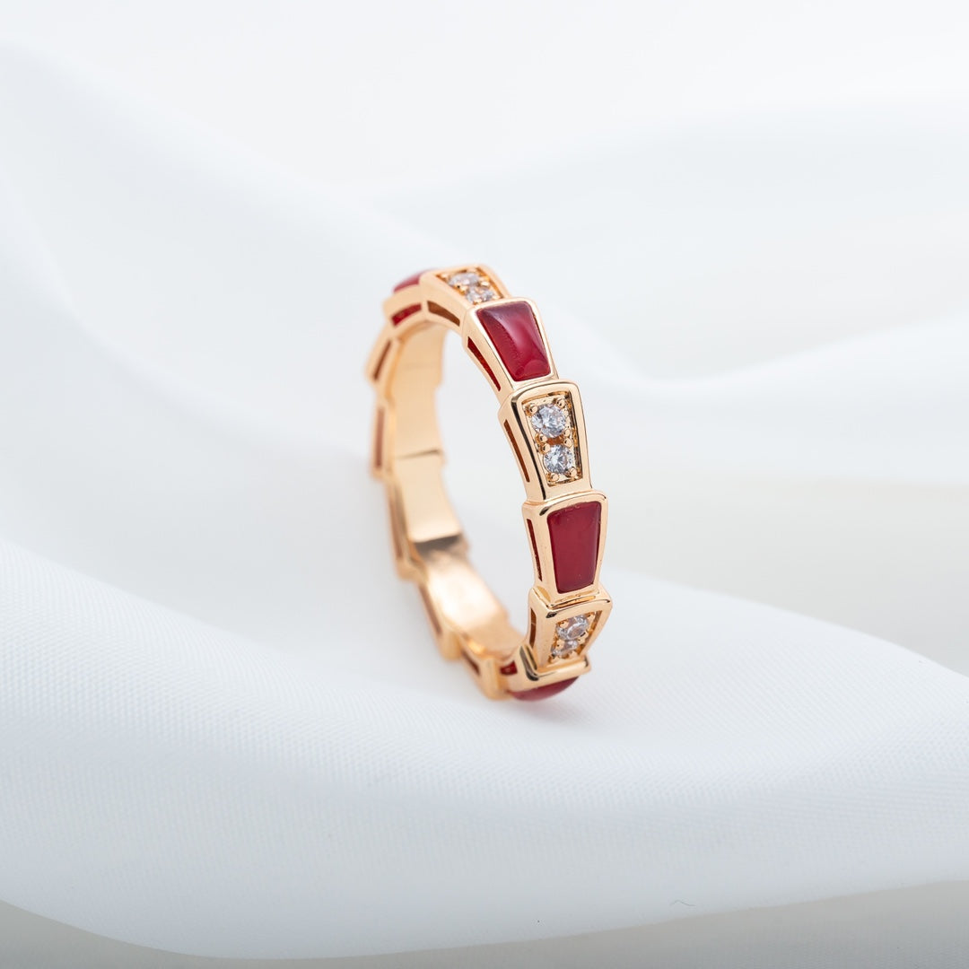 [⭐DORISW]SERPENTI RING ROSÉGOLD KARNEOL DIAMANT 3MM