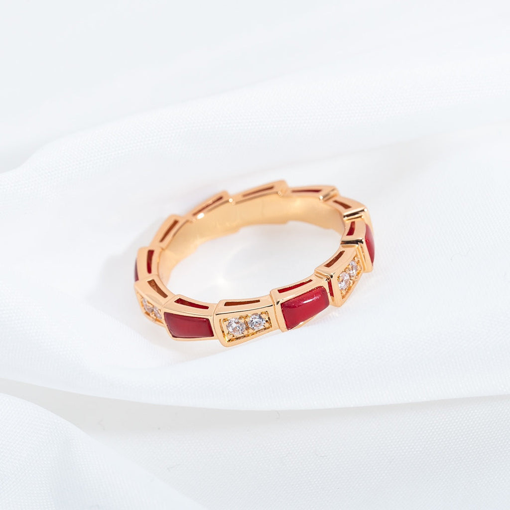 [⭐DORISW]SERPENTI RING ROSÉGOLD KARNEOL DIAMANT 3MM