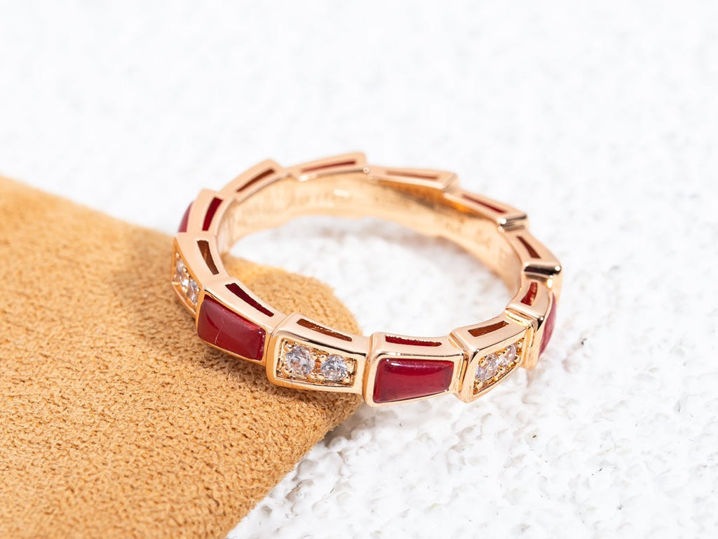 [⭐DORISW]SERPENTI RING ROSÉGOLD KARNEOL DIAMANT 3MM