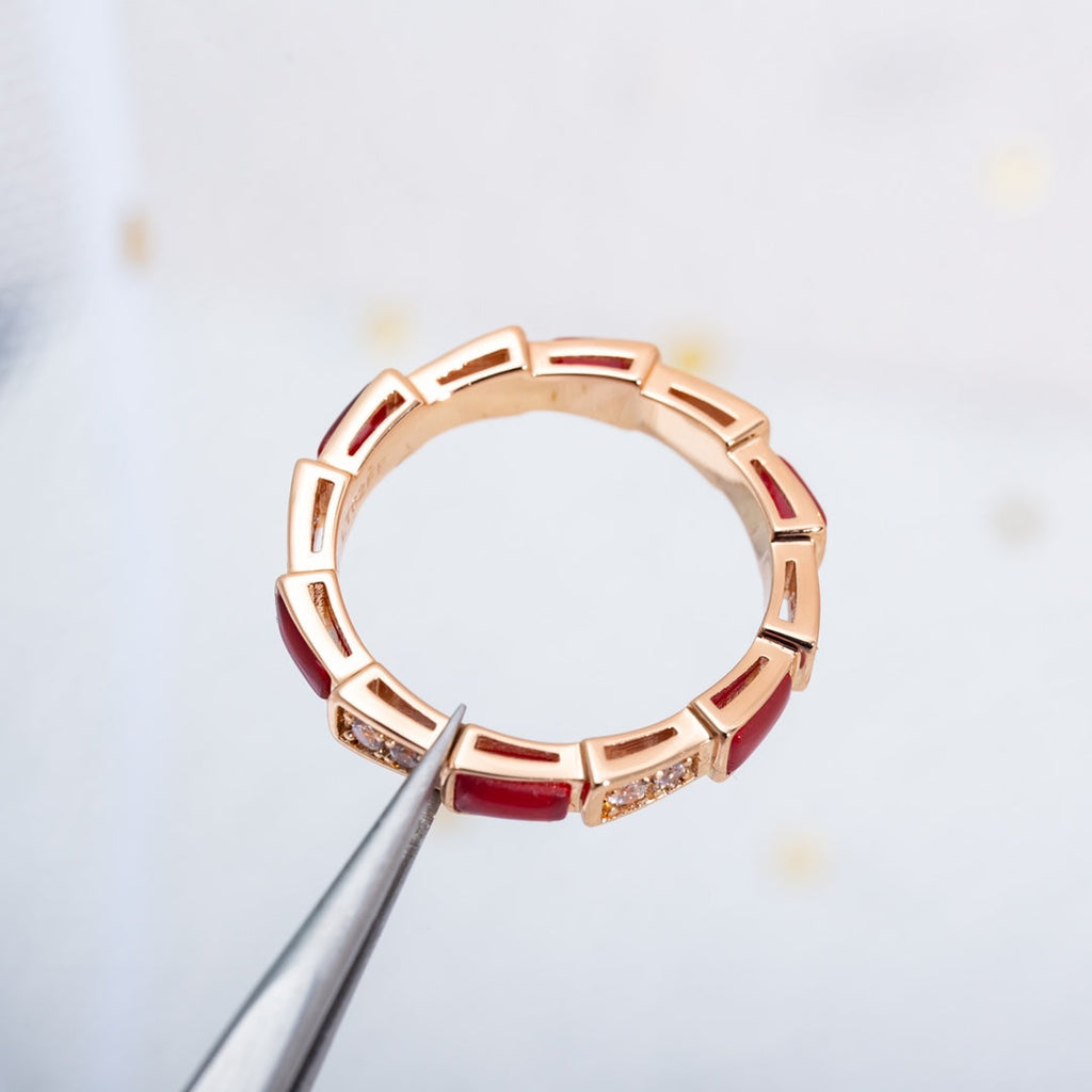 [⭐DORISW]SERPENTI RING ROSÉGOLD KARNEOL DIAMANT 3MM