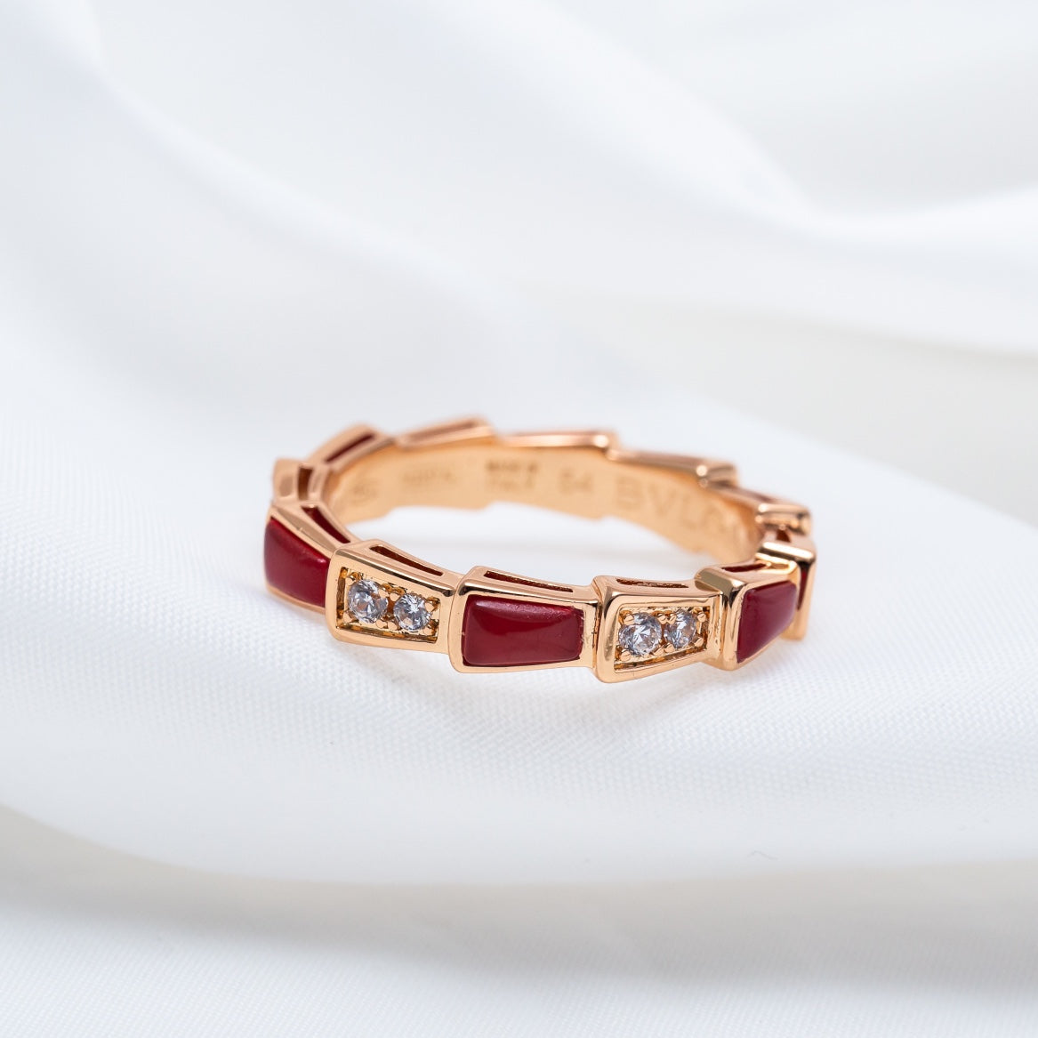 [⭐DORISW]SERPENTI RING ROSÉGOLD KARNEOL DIAMANT 3MM