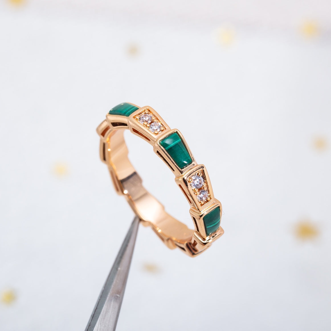 [⭐DORISW]SERPENTI RING ROSEGOLD MALACHIT DIAMANT 3MM