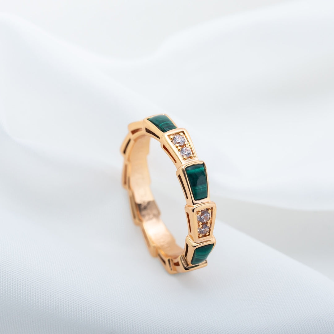 [⭐DORISW]SERPENTI RING ROSEGOLD MALACHIT DIAMANT 3MM