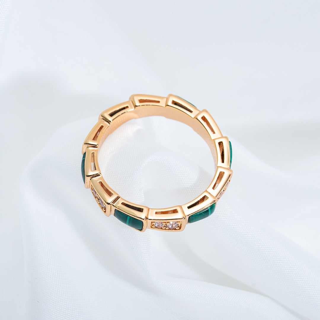 [⭐DORISW]SERPENTI RING ROSEGOLD MALACHIT DIAMANT 3MM