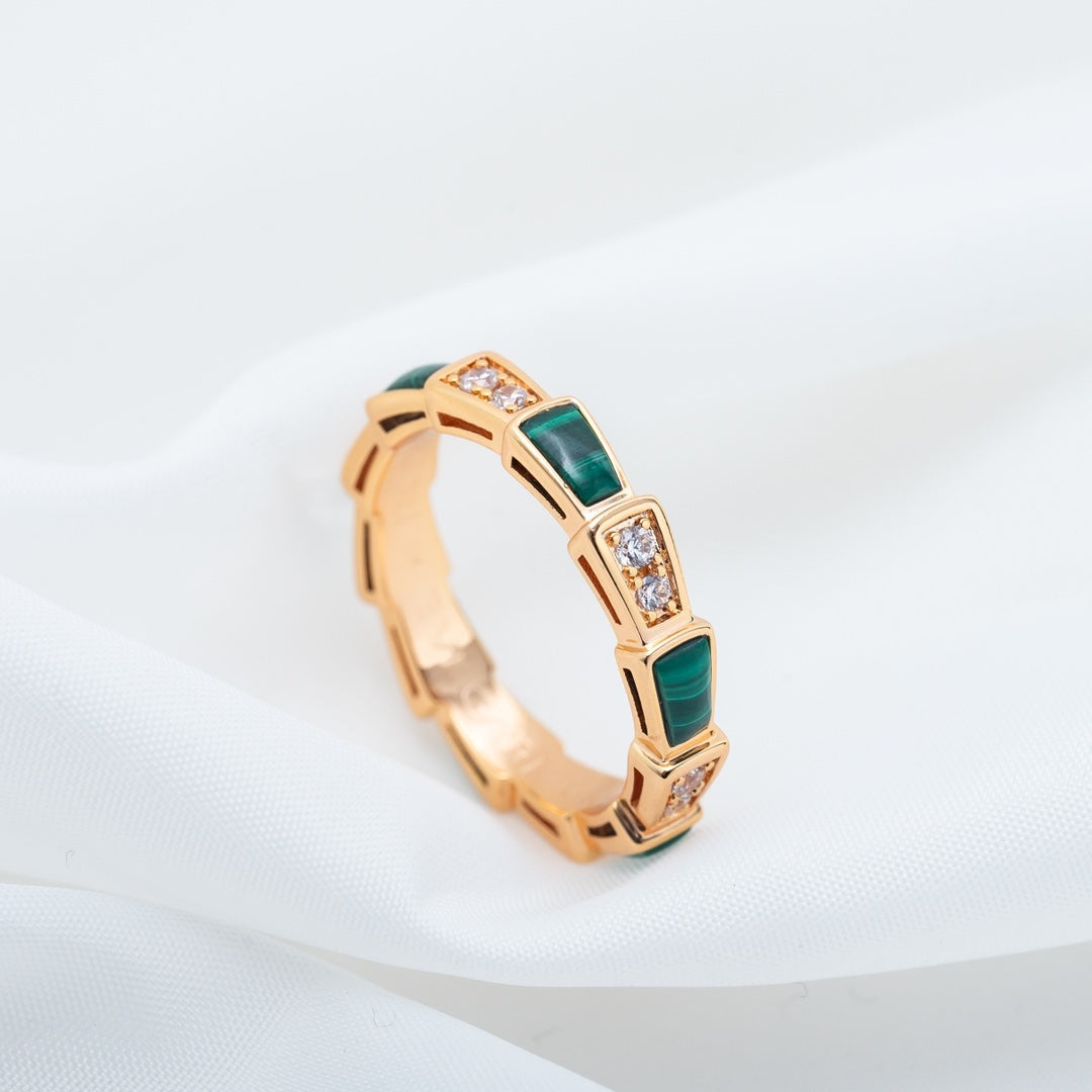 [⭐DORISW]SERPENTI RING ROSEGOLD MALACHIT DIAMANT 3MM