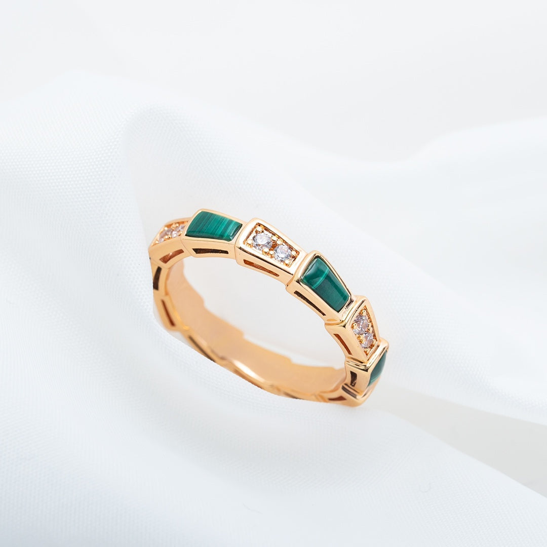 [⭐DORISW]SERPENTI RING ROSEGOLD MALACHIT DIAMANT 3MM