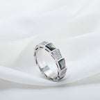 [⭐DORISW]SERPENTI RING SILBER DIAMANT SCHWARZES PERLMUTT 4MM