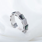 [⭐DORISW]SERPENTI RING SILBER DIAMANT SCHWARZES PERLMUTT 4MM