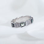 [⭐DORISW]SERPENTI RING SILBER DIAMANT SCHWARZES PERLMUTT 4MM
