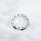 [⭐DORISW]SERPENTI RING SILBER DIAMANT SCHWARZES PERLMUTT 4MM