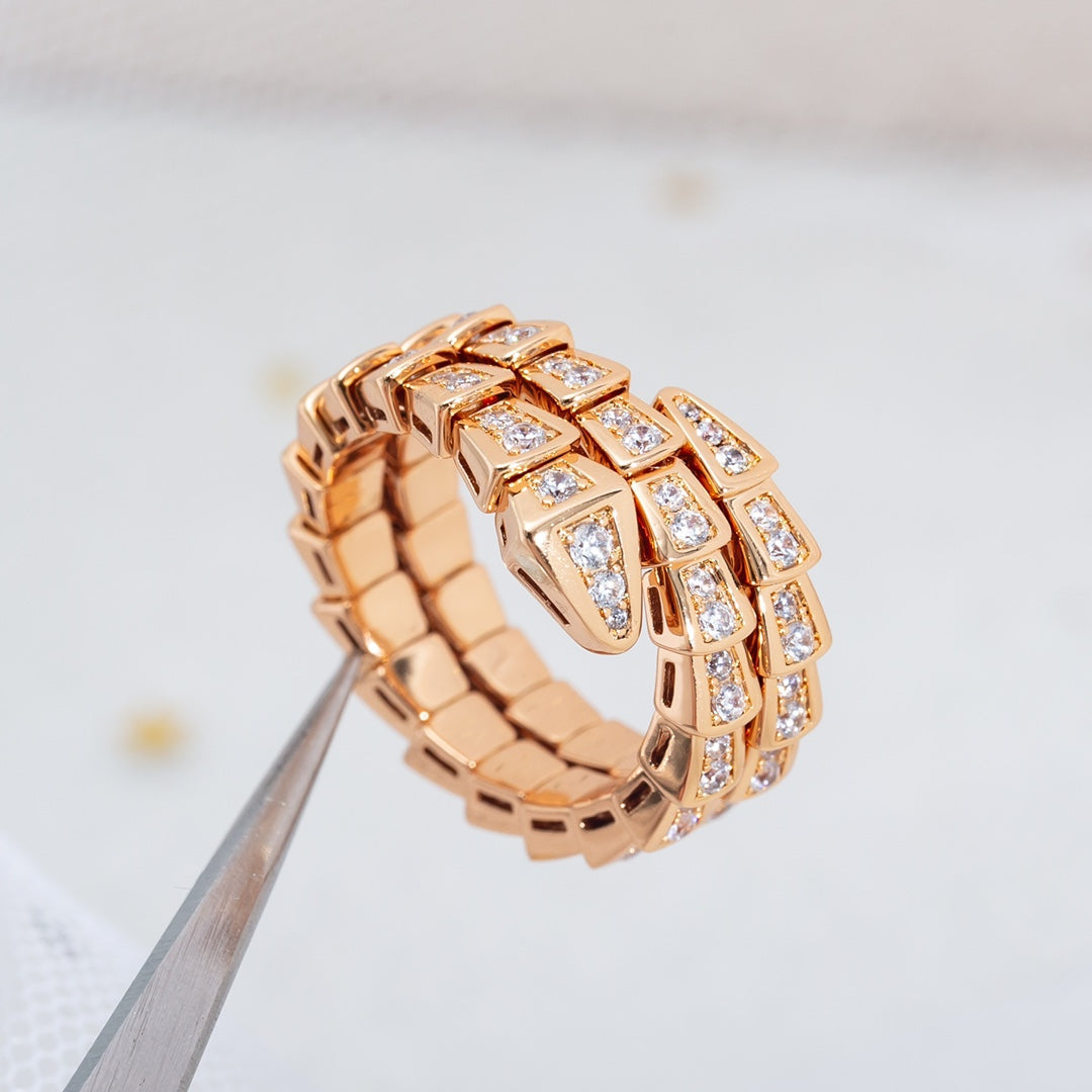 [⭐DORISW]SERPENTI RING ROSEGOLD DIAMANT DOPPELREIHE