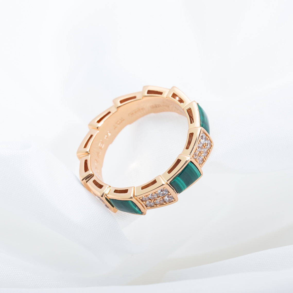 [⭐DORISW]SERPENTI RING ROSEGOLD MALACHIT DIAMANT-PAVÉ 4MM