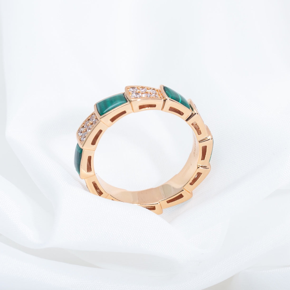 [⭐DORISW]SERPENTI RING ROSEGOLD MALACHIT DIAMANT-PAVÉ 4MM