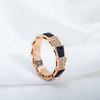 [⭐DORISW]SERPENTI RING PINK GOLD BLACK MOP DIAMOND PAVED 4MM