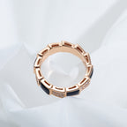 [⭐DORISW]SERPENTI RING PINK GOLD BLACK MOP DIAMOND PAVED 4MM
