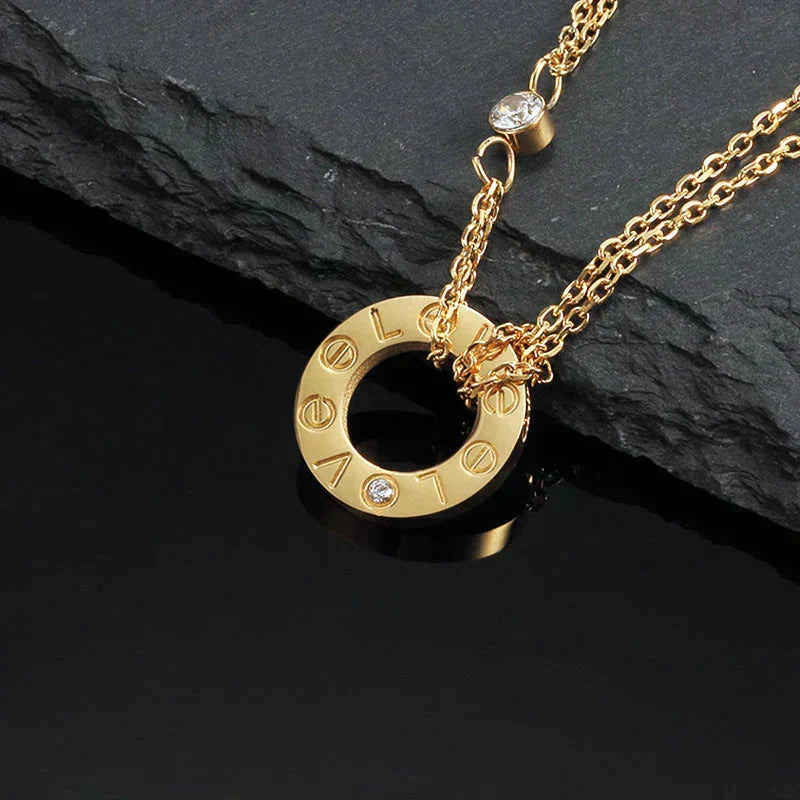 [⭐DORISW] LOVE NECKLACE 16MM 2 DIAMONDS
